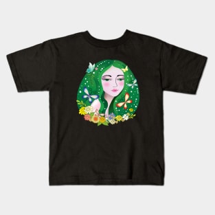 green haired woman Kids T-Shirt